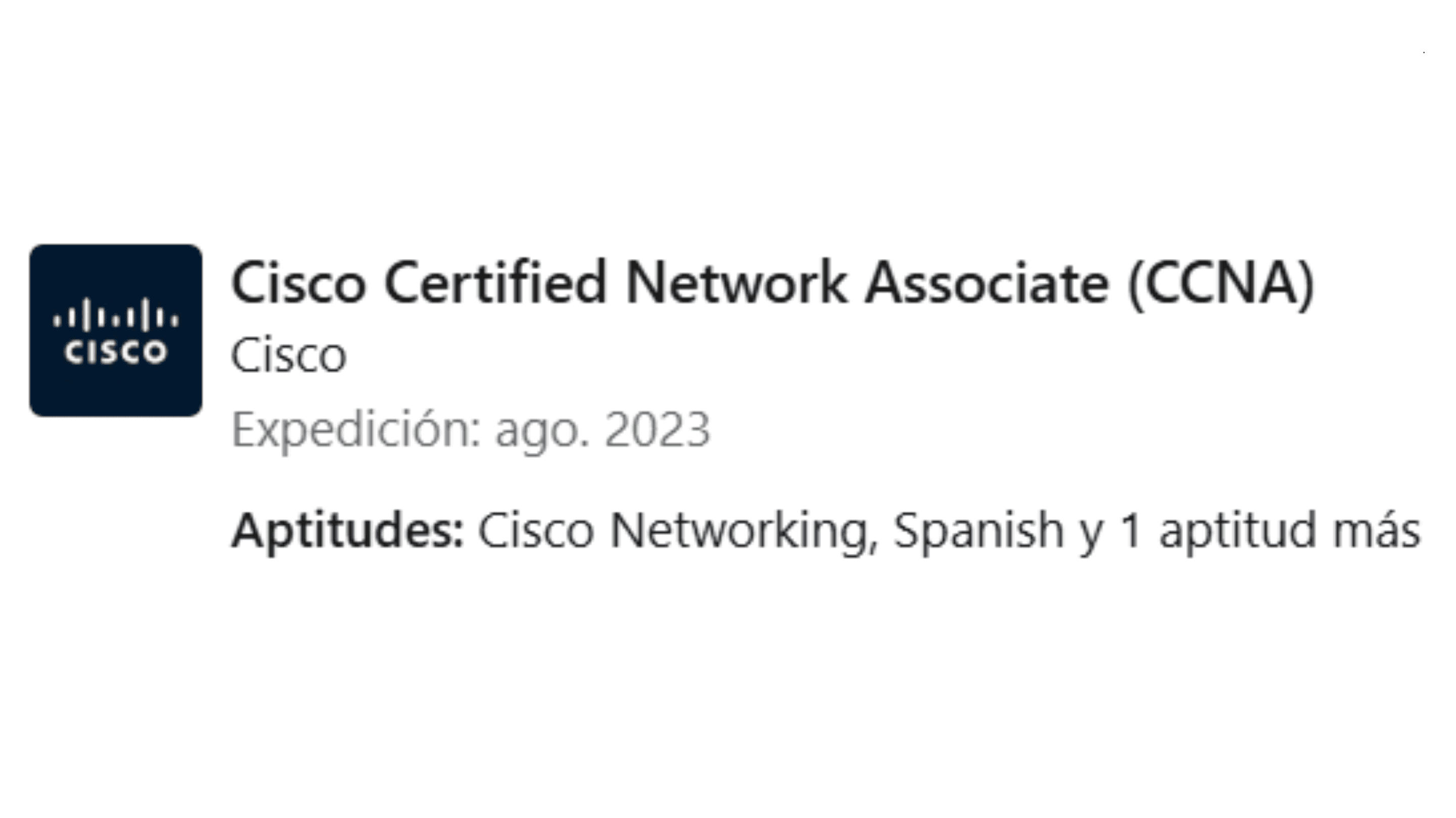 Carlos Anaya Ruiz - Certification: Cisco Certified Network Associate (CCNA) - Cisco